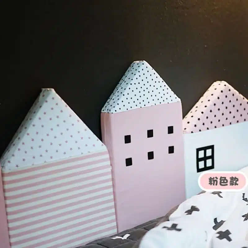 KAMIMI Cute Baby Bed fence 4 pieces a set lovely Sponge house Bed fence baby bed set safe protection 10