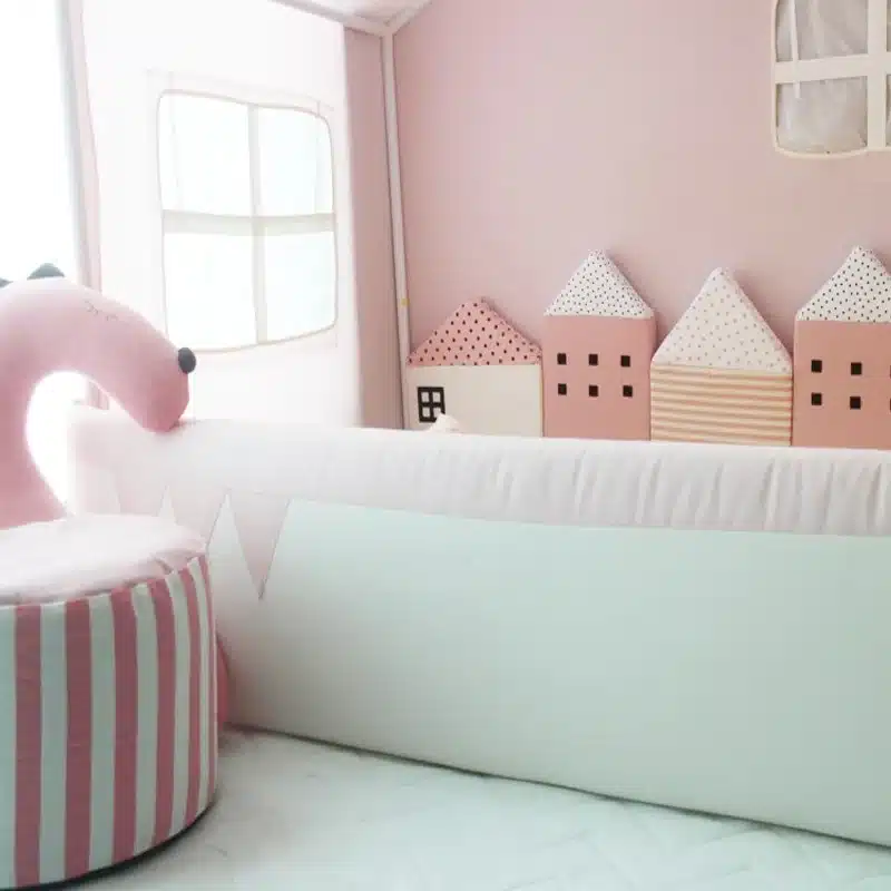 KAMIMI Cute Baby Bed fence 4 pieces a set lovely Sponge house Bed fence baby bed set safe protection 11