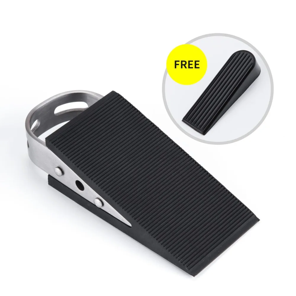 ANHO Rubber Stainless Steel Door Stopper Security Thickening Anti-collision Floor Door Holder Protection Kids Safe Home Office 10