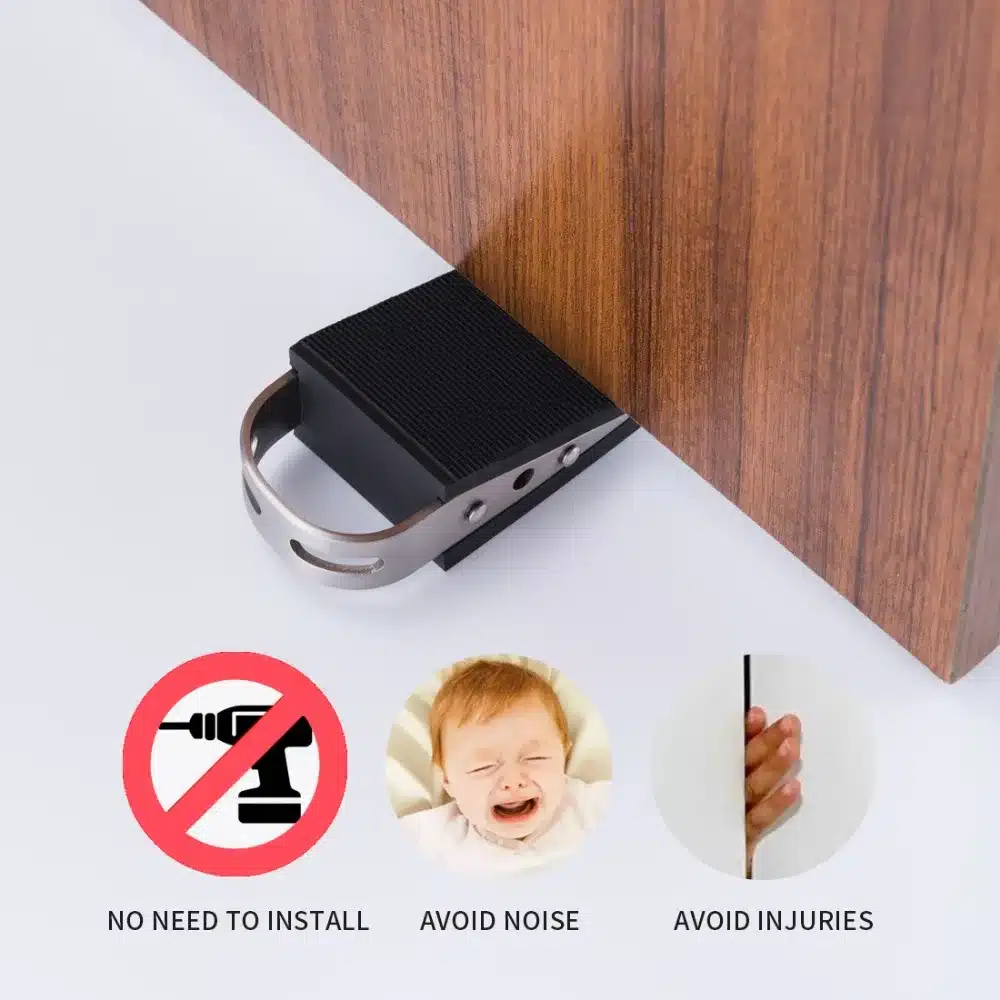 ANHO Rubber Stainless Steel Door Stopper Security Thickening Anti-collision Floor Door Holder Protection Kids Safe Home Office 16