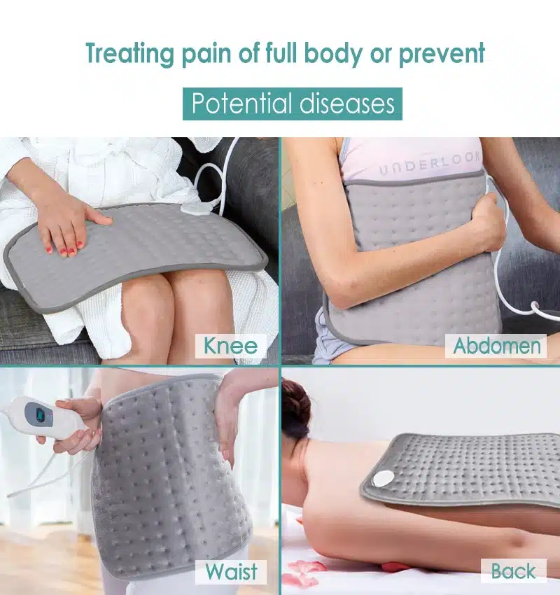 Bellavie Safe Electric Heating Pad for Heat Therapy Pain Relief Wrap Abdomen and Waist Cosy Flannel 30*40CM Grey (220V EU Plug) 12