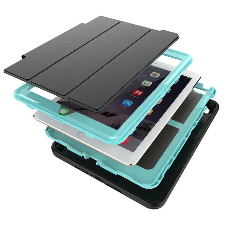 Hmsunrise 360 Full protection Case For apple ipad 9.7 2018 Kids Safe Shockproof Heavy Duty TPU Hard Cover kickstand A1893 A1954 32