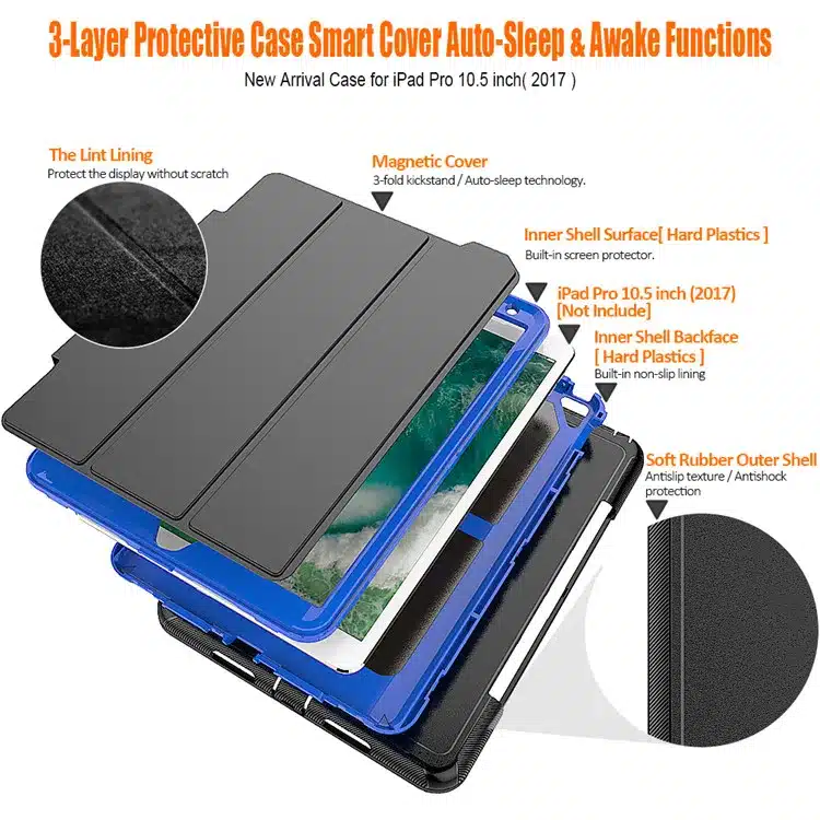 360 full protection Case For apple ipad pro 10.5 Kids Safe Shockproof Heavy Duty TPU Hard Cover kickstand design for ipad A1701 6