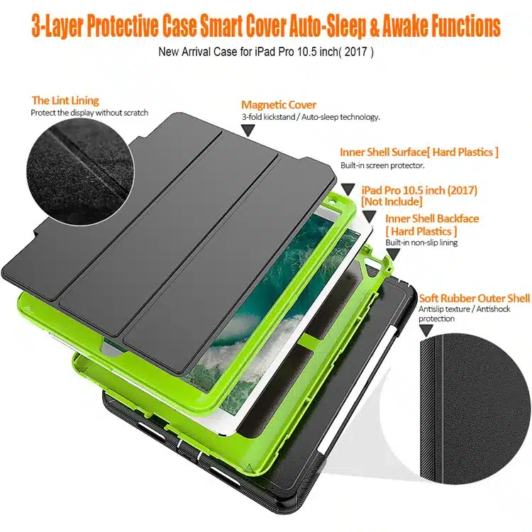 360 full protection Case For apple ipad pro 10.5 Kids Safe Shockproof Heavy Duty TPU Hard Cover kickstand design for ipad A1701 11