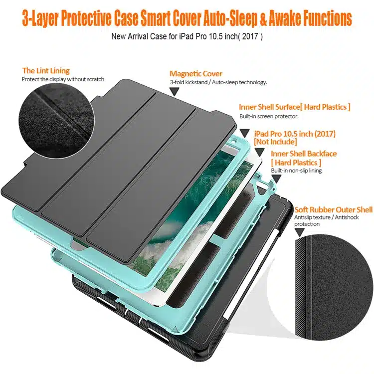 360 full protection Case For apple ipad pro 10.5 Kids Safe Shockproof Heavy Duty TPU Hard Cover kickstand design for ipad A1701 26
