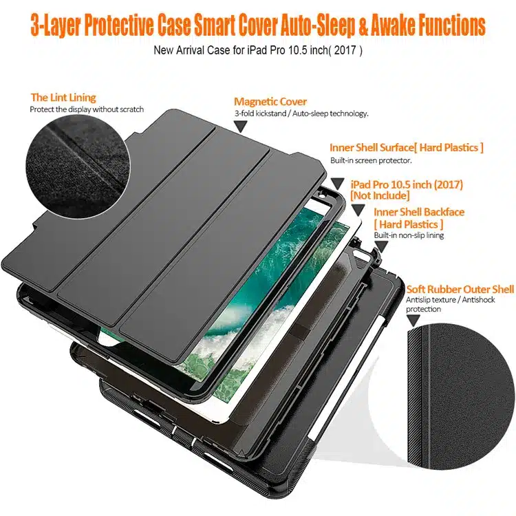 360 full protection Case For apple ipad pro 10.5 Kids Safe Shockproof Heavy Duty TPU Hard Cover kickstand design for ipad A1701 31