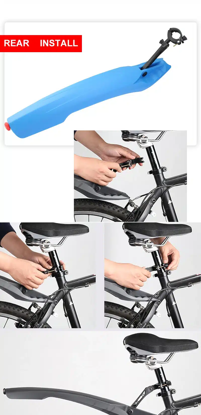 PCycling Bicycle Mudguard Front/Rear Quick Release Fenders Road Bike MTB Fender Mud Guard Wings Parts With Taillight LED 4
