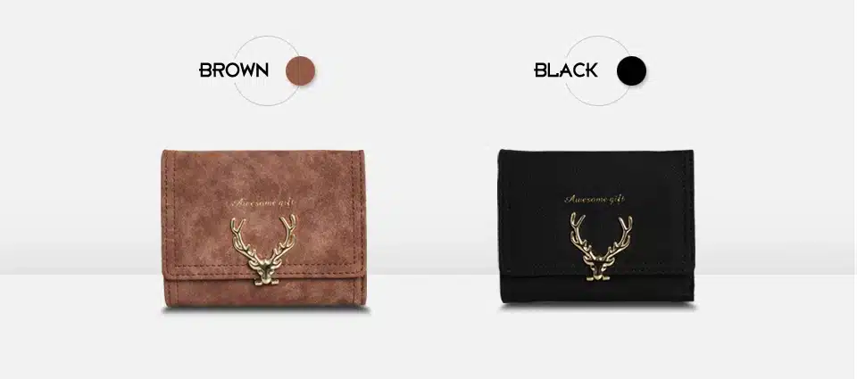2018 Latest Christmas Deer Women Leather Wallet VintageTri-Folds Luxury Cash Purse Girl Small Black Clutch coin purses holders 19