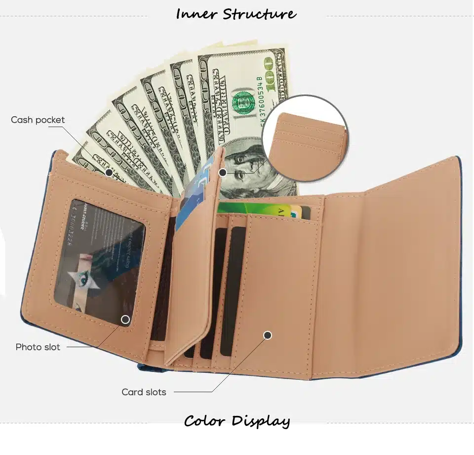 2018 Latest Christmas Deer Women Leather Wallet VintageTri-Folds Luxury Cash Purse Girl Small Black Clutch coin purses holders 24