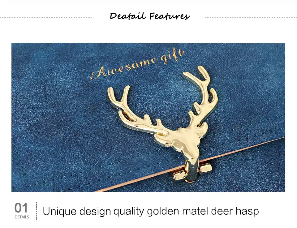 2018 Latest Christmas Deer Women Leather Wallet VintageTri-Folds Luxury Cash Purse Girl Small Black Clutch coin purses holders 30