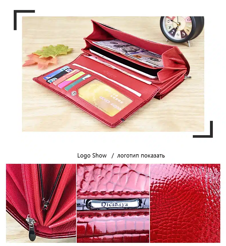 DICIHAYA Genuine Leather Women Wallet Multifunction Womens Clutch Wallets Brand Purses Femme Billetera Card Holder Phone Bag 4