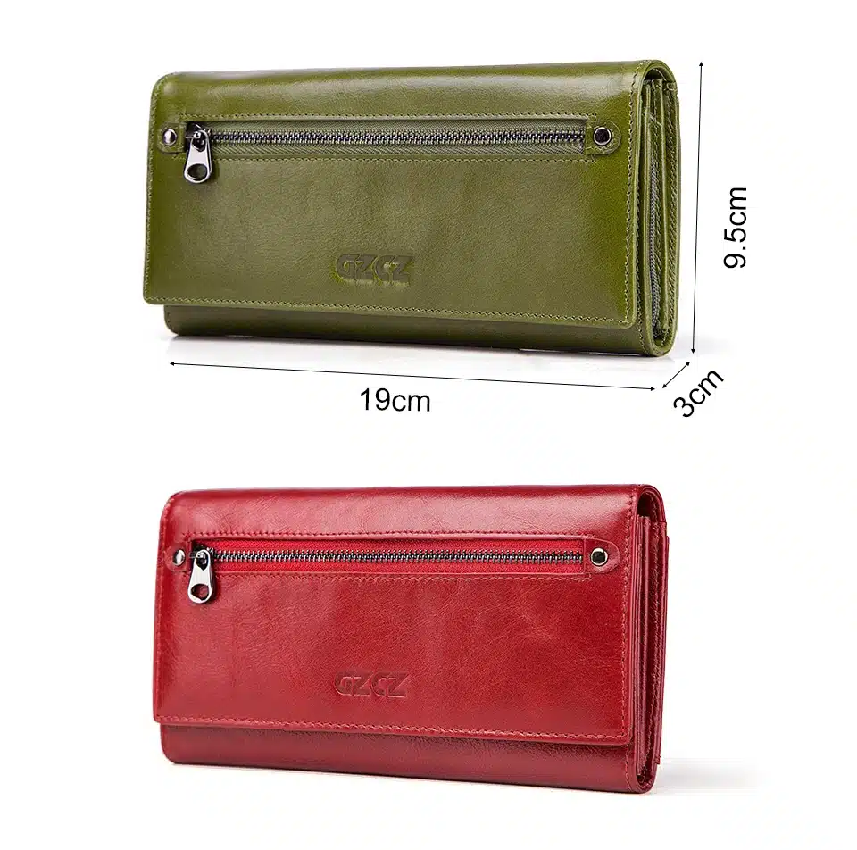 GZCZ Fashion Wallet Women Genuine Leather Coin Purse Portomonee Luxury Brand Kashelek Female Long Walet Womens Lady Cuzdan Rfid 19