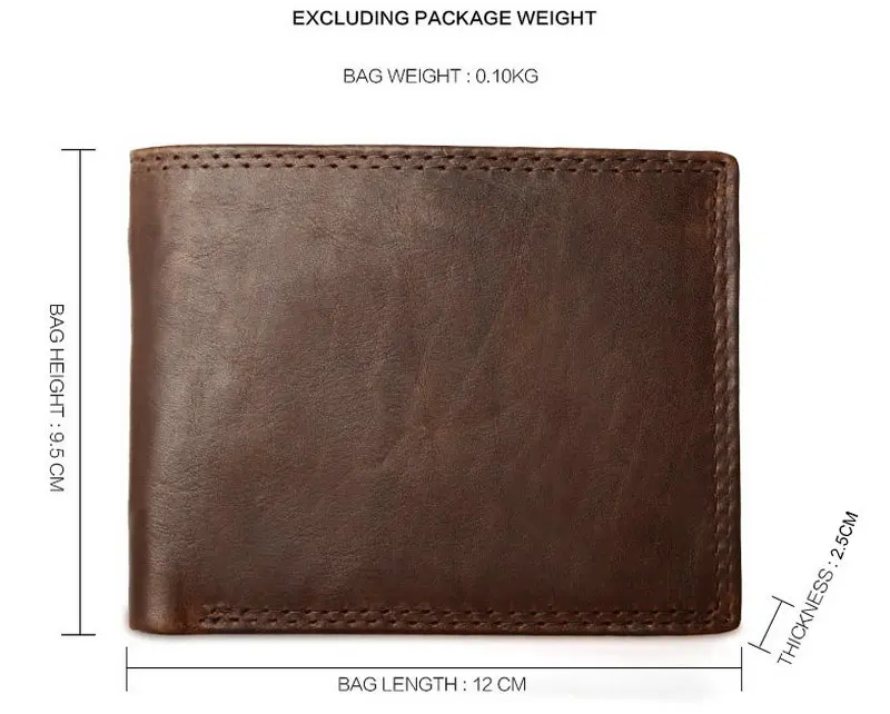 GENODERN Cow Leather Men Wallets with Coin Pocket Vintage Male Purse Function Brown Genuine Leather Men Wallet with Card Holders 8