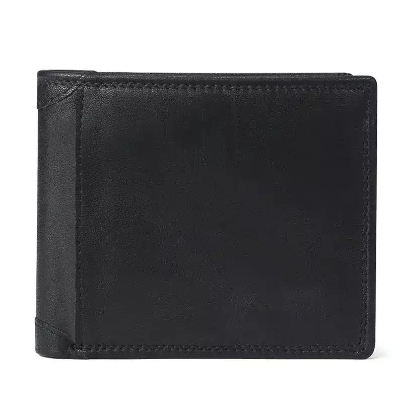 GENODERN Cow Leather Men Wallets with Coin Pocket Vintage Male Purse Function Brown Genuine Leather Men Wallet with Card Holders 20