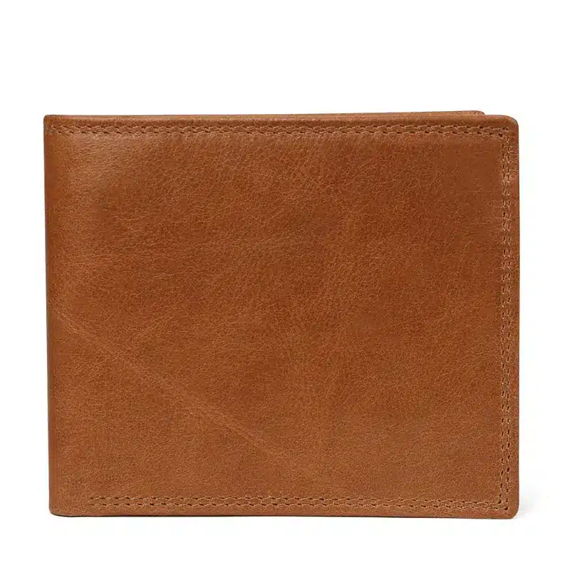 GENODERN Cow Leather Men Wallets with Coin Pocket Vintage Male Purse Function Brown Genuine Leather Men Wallet with Card Holders 24