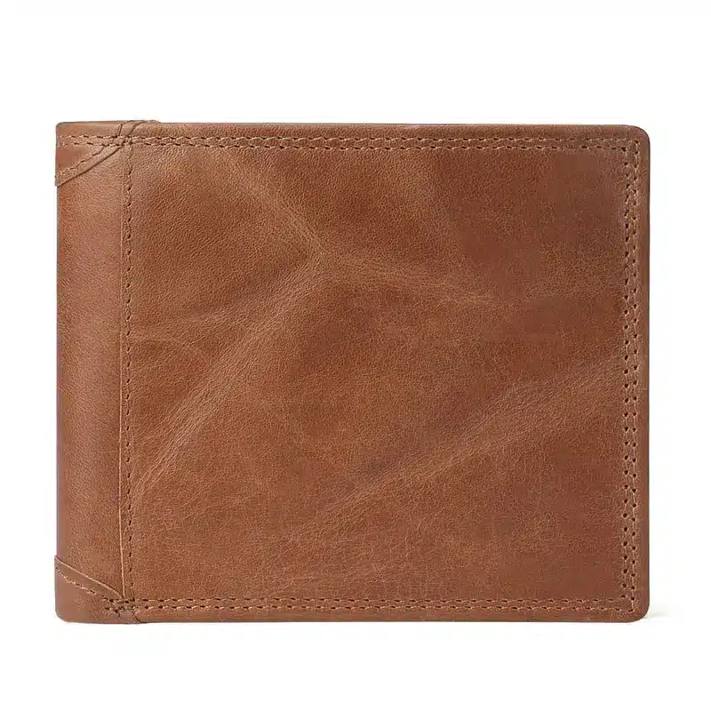 GENODERN Cow Leather Men Wallets with Coin Pocket Vintage Male Purse Function Brown Genuine Leather Men Wallet with Card Holders 25