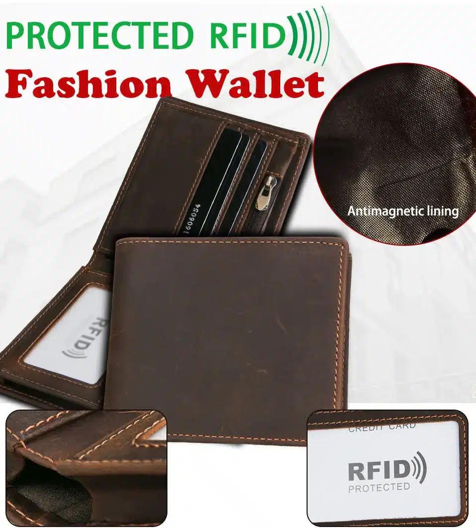 RFID Blocking Men Wallets Vintage Cow Genuine Leather Wallet Male Handmade Custom Dollar Price Coin Purse Short Wallet carteira 8
