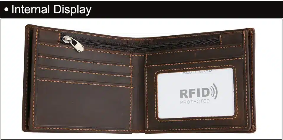 RFID Blocking Men Wallets Vintage Cow Genuine Leather Wallet Male Handmade Custom Dollar Price Coin Purse Short Wallet carteira 16