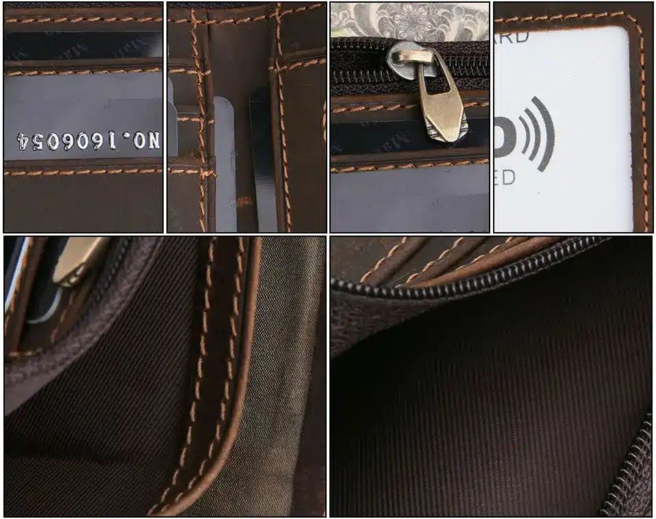 RFID Blocking Men Wallets Vintage Cow Genuine Leather Wallet Male Handmade Custom Dollar Price Coin Purse Short Wallet carteira 17