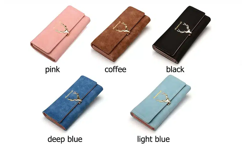 Women Wallet Card Wallet Female Purse Leather Trifold Long Coin Holder Phone Wallet Metal Christmas Deer Cash Pocket Fashion 6