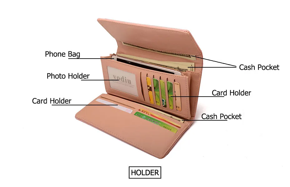 Women Wallet Card Wallet Female Purse Leather Trifold Long Coin Holder Phone Wallet Metal Christmas Deer Cash Pocket Fashion 8