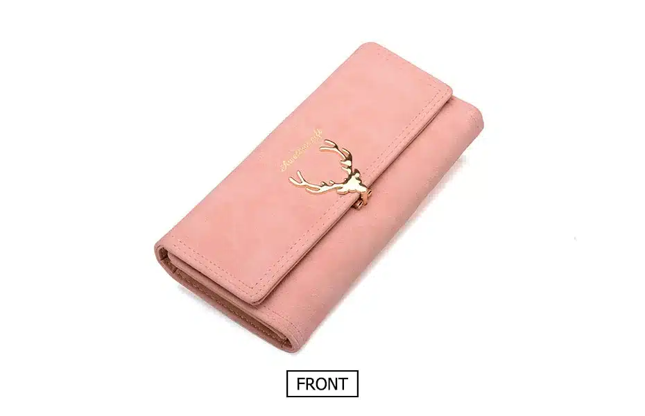 Women Wallet Card Wallet Female Purse Leather Trifold Long Coin Holder Phone Wallet Metal Christmas Deer Cash Pocket Fashion 9