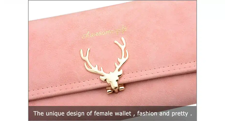 Women Wallet Card Wallet Female Purse Leather Trifold Long Coin Holder Phone Wallet Metal Christmas Deer Cash Pocket Fashion 14