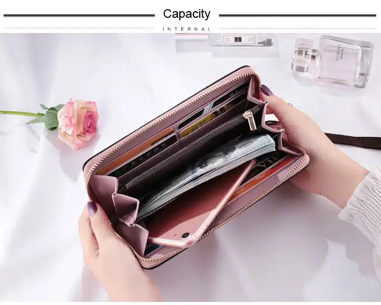 Brand Designer Wristband Wallets Women Many Departments Clutch Wallet Female Long Large Card Purse Ladies Handbag 15