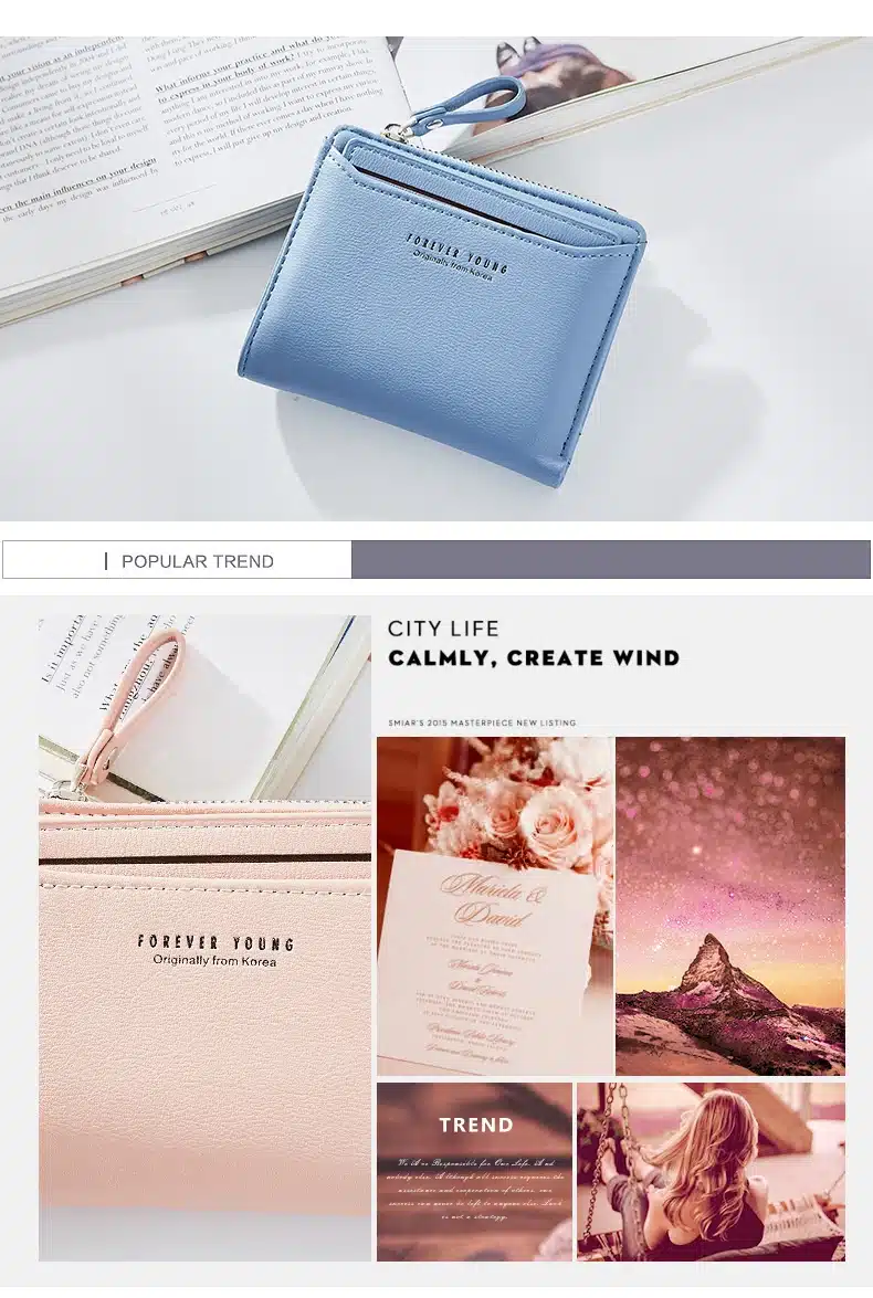 WEICHEN Women Wallets With Individual ID Card Holder Zipper Coin Pocket Ladies Small Purses Female Wallet Carteira High Quality 12