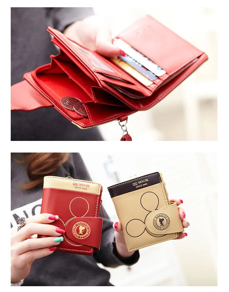 Women small wallet cartoon mickey cute coin purse hasp card holder womens wallets and purses female wallets famous brand 10