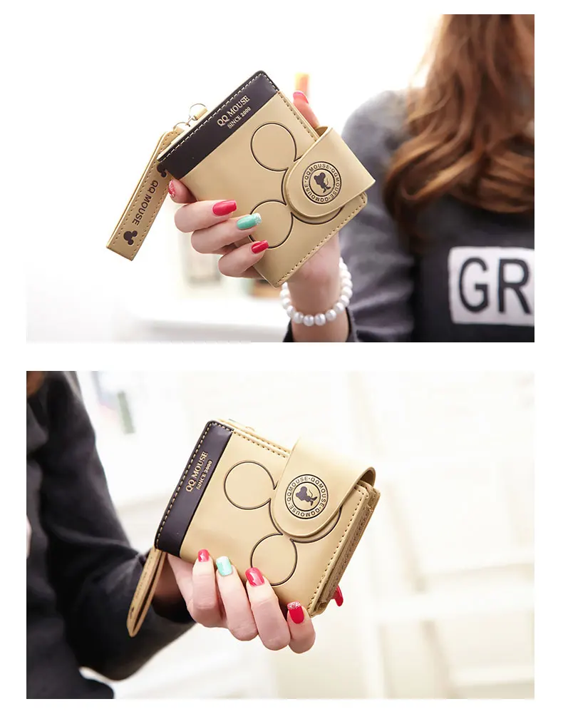 Women small wallet cartoon mickey cute coin purse hasp card holder womens wallets and purses female wallets famous brand 11