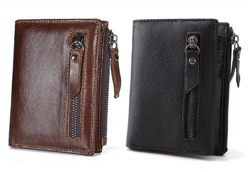 2018 New Genuine Leather Mens Wallet Man zipper Short Coin Purse Brand Male Cowhide Credit&id Wallet Multifunction Small Wallets 9