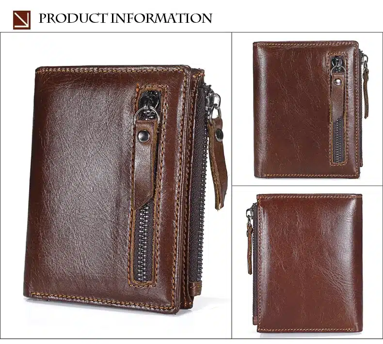 2018 New Genuine Leather Mens Wallet Man zipper Short Coin Purse Brand Male Cowhide Credit&id Wallet Multifunction Small Wallets 14