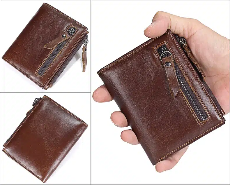2018 New Genuine Leather Mens Wallet Man zipper Short Coin Purse Brand Male Cowhide Credit&id Wallet Multifunction Small Wallets 15