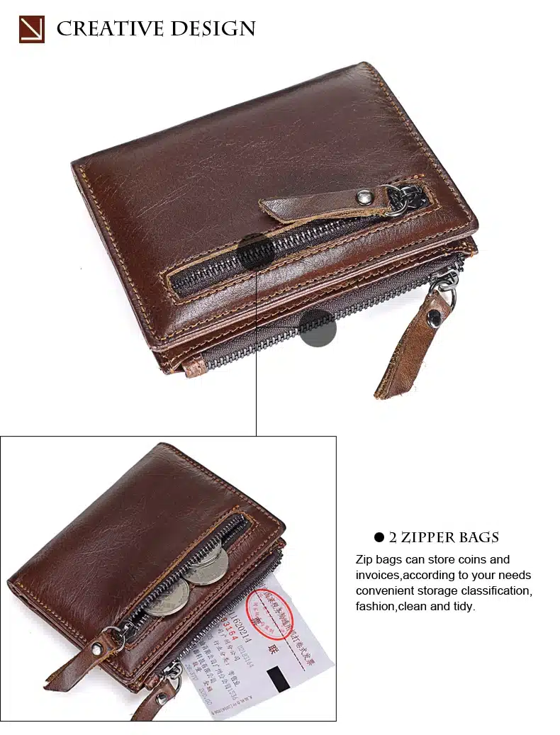 2018 New Genuine Leather Mens Wallet Man zipper Short Coin Purse Brand Male Cowhide Credit&id Wallet Multifunction Small Wallets 20