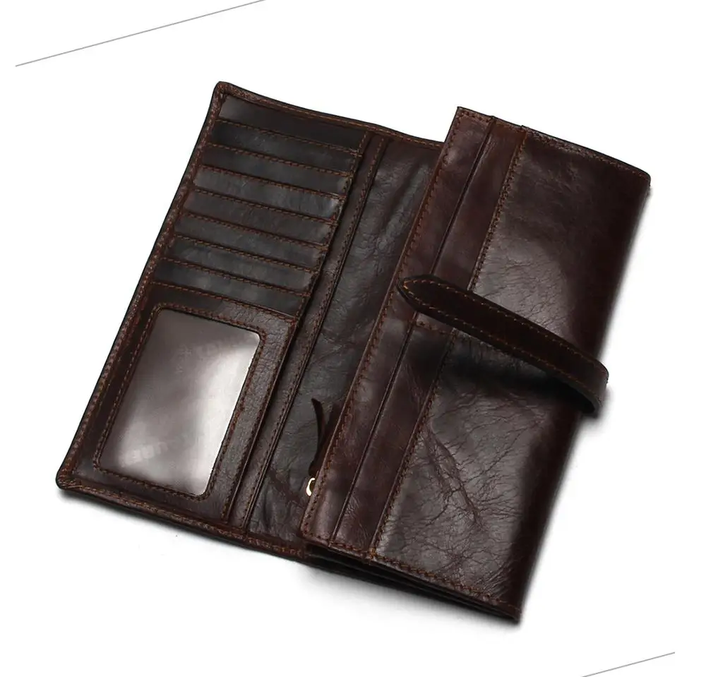 New Luxury Brand 100% Top Genuine Cowhide Leather High Quality Men Long Wallet Coin Purse Vintage Designer Male Carteira Wallets 11
