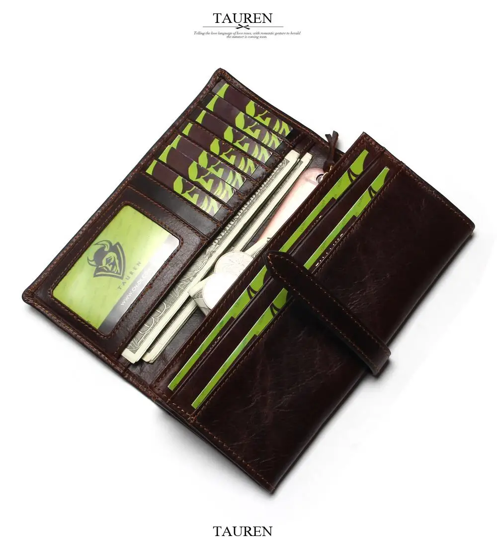 New Luxury Brand 100% Top Genuine Cowhide Leather High Quality Men Long Wallet Coin Purse Vintage Designer Male Carteira Wallets 15