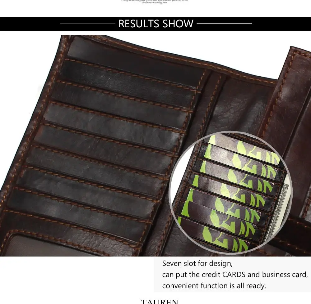 New Luxury Brand 100% Top Genuine Cowhide Leather High Quality Men Long Wallet Coin Purse Vintage Designer Male Carteira Wallets 18