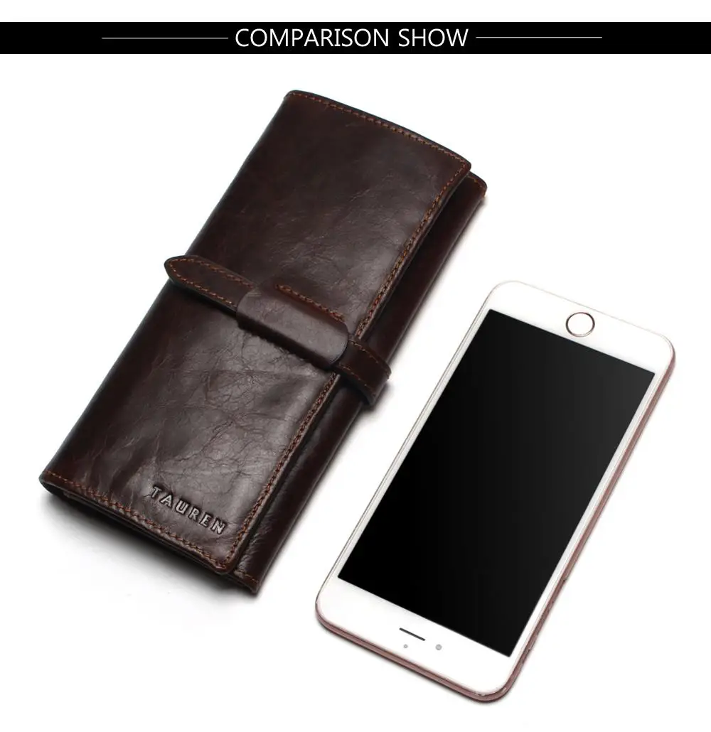 New Luxury Brand 100% Top Genuine Cowhide Leather High Quality Men Long Wallet Coin Purse Vintage Designer Male Carteira Wallets 21