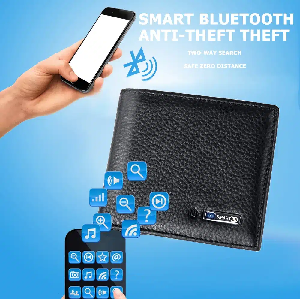 Smart Wallet Men Genuine Leather High Quality Anti Lost Intelligent Bluetooth Purse Male Card Holders Suit for IOS, Android 16