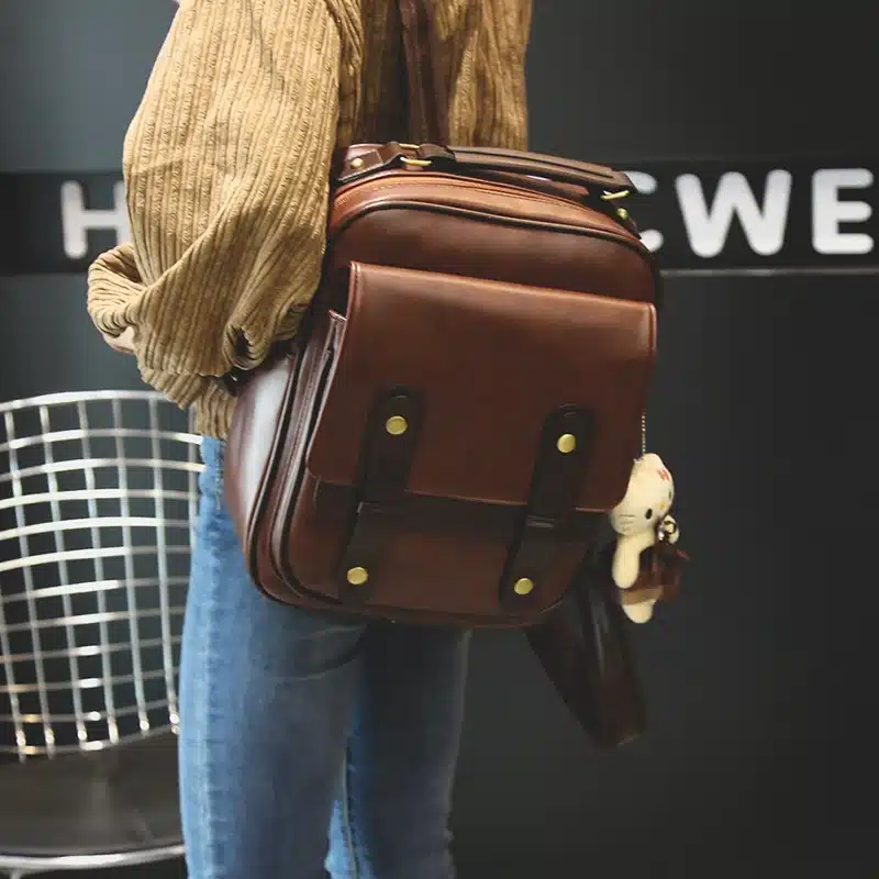 Women Backpack Female Brand Back Pack College Style Leather Backpack School Backpacks Vintage Student Schoolbag Retro Rucksack 21