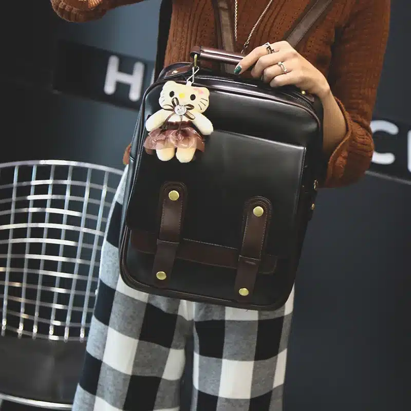 Women Backpack Female Brand Back Pack College Style Leather Backpack School Backpacks Vintage Student Schoolbag Retro Rucksack 22