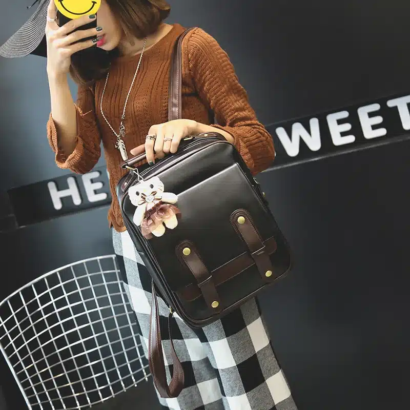 Women Backpack Female Brand Back Pack College Style Leather Backpack School Backpacks Vintage Student Schoolbag Retro Rucksack 23