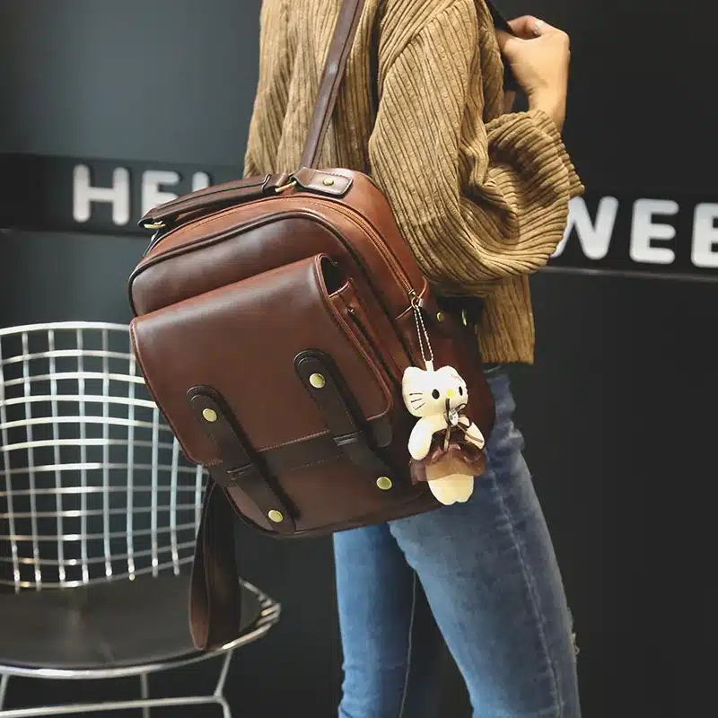 Women Backpack Female Brand Back Pack College Style Leather Backpack School Backpacks Vintage Student Schoolbag Retro Rucksack 24