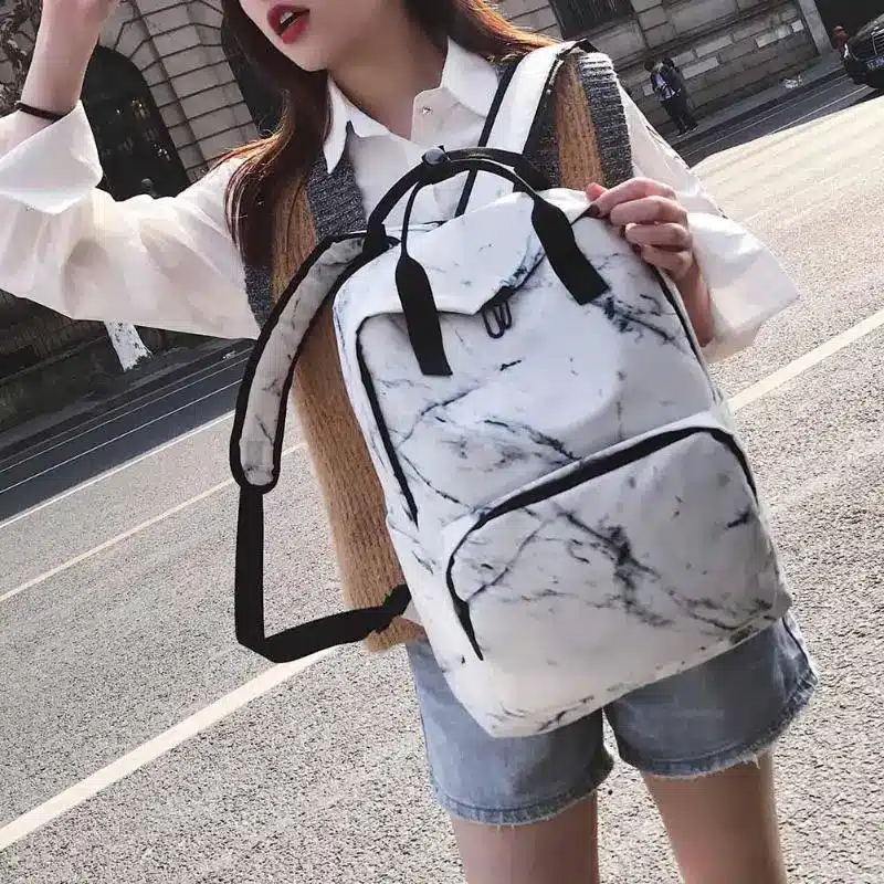 Women Nylon Backpack for Teenagers Girls Ladies Bags Marbling Backpack Female Computer High Quality Rucksack Schoolbag Feminina 15