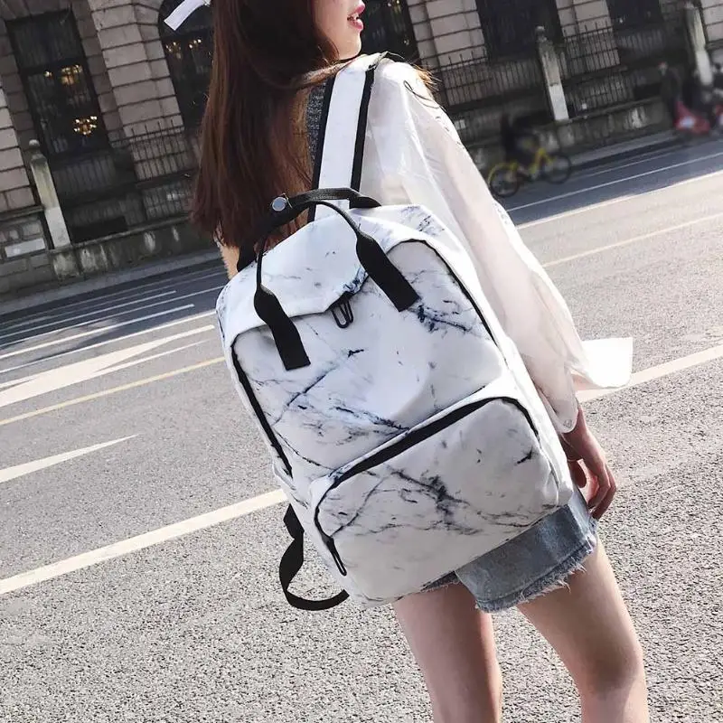 Women Nylon Backpack for Teenagers Girls Ladies Bags Marbling Backpack Female Computer High Quality Rucksack Schoolbag Feminina 16