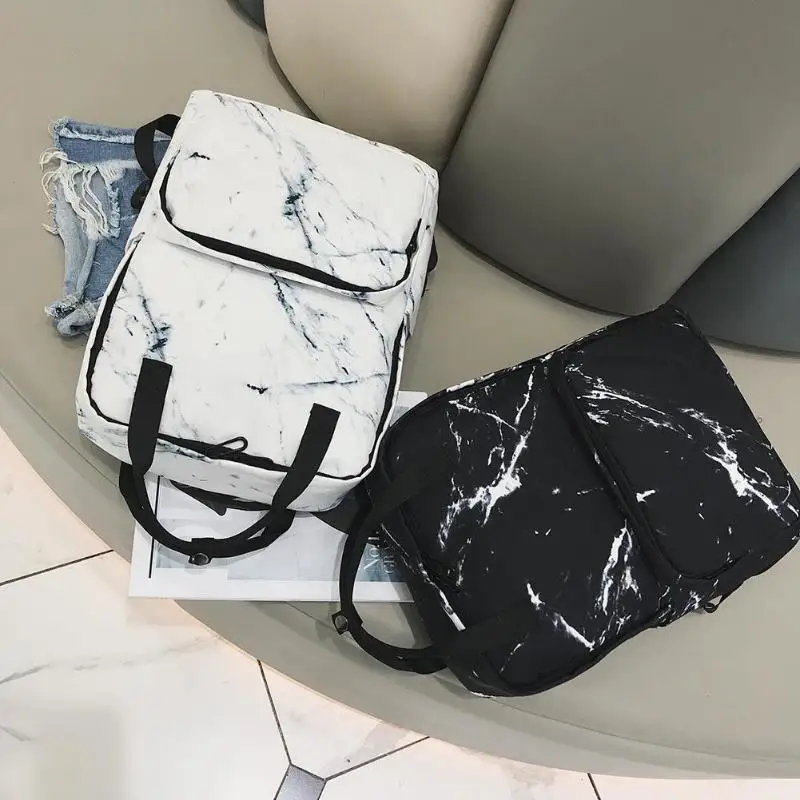Women Nylon Backpack for Teenagers Girls Ladies Bags Marbling Backpack Female Computer High Quality Rucksack Schoolbag Feminina 18