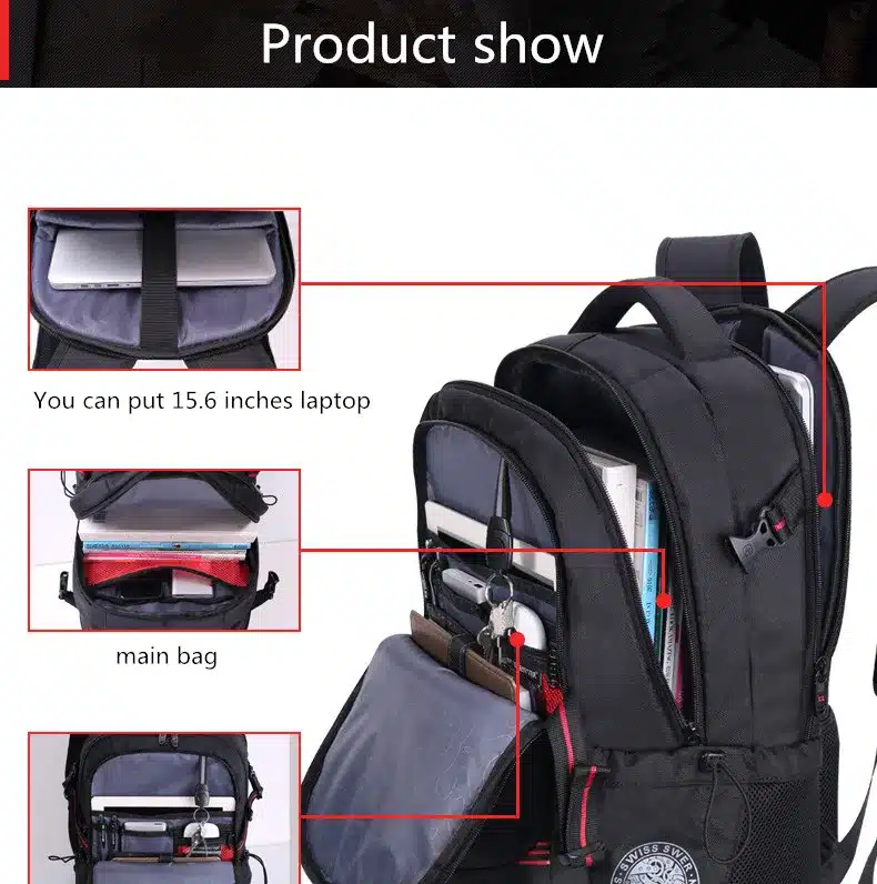svvisssvver male men Multifunction USB charging fashion business casual tourist anti-theft waterproof 15.6 inch Laptop backpack 18