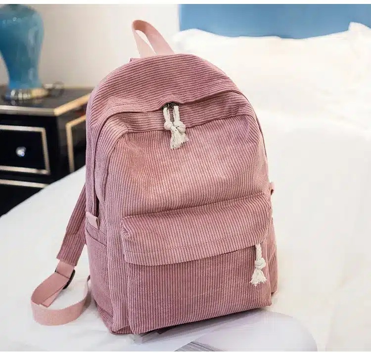 Miyahouse Preppy Style Soft Fabric Backpack Female Corduroy Design School Backpack For Teenage Girls Striped Backpack Women 11