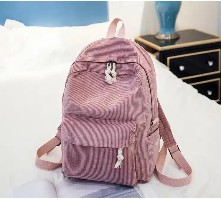 Miyahouse Preppy Style Soft Fabric Backpack Female Corduroy Design School Backpack For Teenage Girls Striped Backpack Women 12